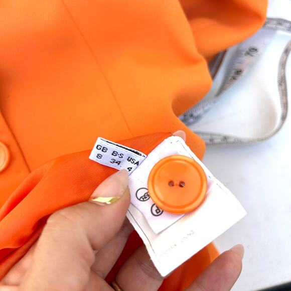 M. K. Em Kaye Vintage Bright Orange Blazer 1970s Size 4 Mod Jacket Colorful - Picture 4 of 10